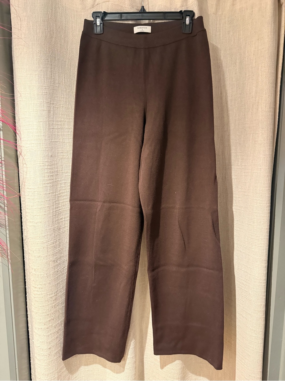 Aritzia Babaton Brown Wide-Leg Knit Pants